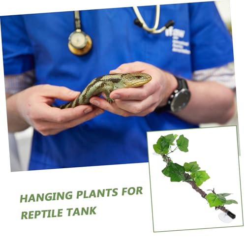 balacoo Realistic Artificial Vine Branch for Reptile Terrarium, Bendable Plastic Climbing Vine with Leaves, Tropical Jungle Plant Decor for Bearded Dragons, Geckos, and Amphibians