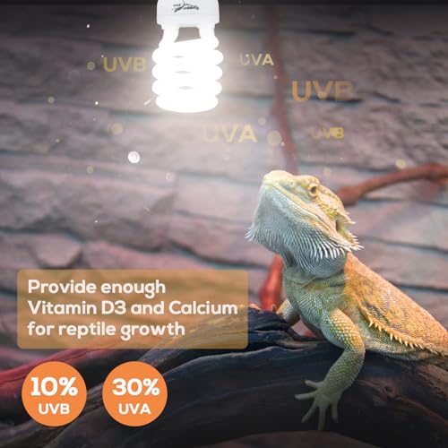 UVB Bulb for Reptiles, 10.0 26W UVB Light for Reptiles, Hygger zoo UVA UVB Reptile Light Bulb Reptile UVB Bulb UVB Light for Bearded Dragon Turtle Lizard Reptile Lamp Terrarium Lamp for Desert Reptile - size: 10.0-26W