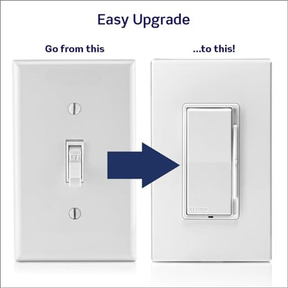 Leviton Decora Slide Dimmer Switch for Dimmable LED, Halogen and Incandescent Bulbs, DSL06-1LZ, White with Ivory and Light Almond Faceplates - size: 1 Pack