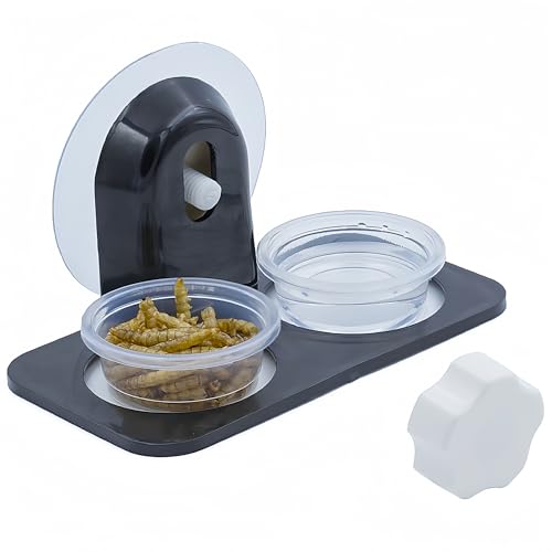 Crested Gecko Feeding Ledge [Non-Suction Cup], with 30 pcs 0.5oz Food Cups, Reptile Food Bowls and Water Dish for Lizard Or Other Small Pet Amphibian Feeder Ledge Accessories Supplies