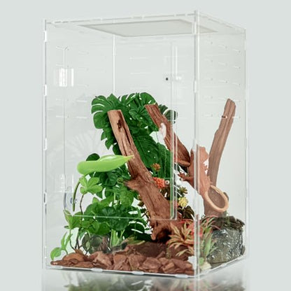 12x12x18 Reptile Tank 10 Gallon – Acrylic Reptile Enclosure Terrarium for Crested Gecko, Lizards, Spiders & Snakes – Clear Lizard Habitat Terrarium - size: 12"12"18"