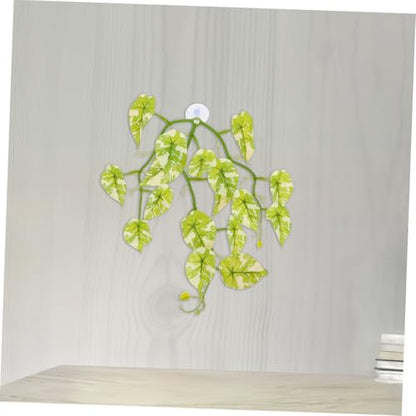 2Pcs Reptile Plants with Suction Cup Flexible Vines and Realistic Leaves for Lizard Gecko Snake and Crab Tank Decorations Easy to Shape Artificial Foliage for Reptile