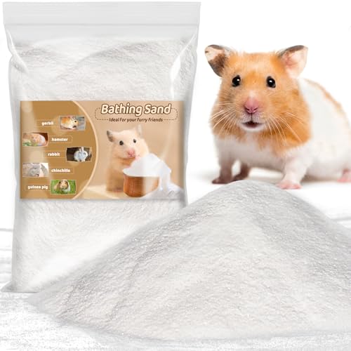 Sukh 14 OZ Hamster Sand Bath - Whit Fine Sand Hamster Bedding Reptile Silica Sand Gerbil Hideout for Hamster Squirrel Guinea Pig Rabbit Chinchillas Gerbil Syrian Mice Small Animals Small Pets - size: 14 OZ