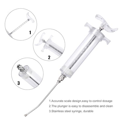 50ML Baby Bird Feeding Syringe Set Pet Syringe with 6 Pcs Curved Gavage Feeding Tubes and Bird Drinker Stainless Steel Metal Feeding Spoon for Baby Birds Parrot Small Pet - size: 50ML