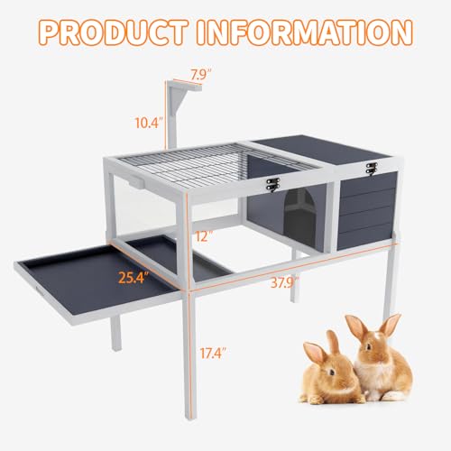 Reptile Habitat Tortoise House with Lamp Holder, Large Observation Window, 2 Waterproof Tray, Detachable Legs, Easy to Clean Wooden Enclosure for Turtles, Lizards, Geckos, and Small Pets Indoor Outdoo