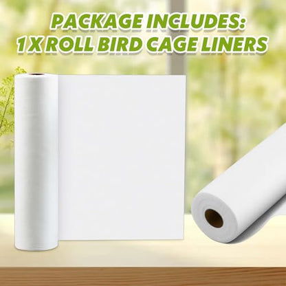 Drydiet 100 ft x 11 Inch Bird Cage Liner Disposable Cages Cushion Pad Mat Precut Absorbent Bird Cage Paper Large Parakeet Cage Liners Accessories for Pet Animal Bird Parrot (White) - size: 100 ft x 11 Inch