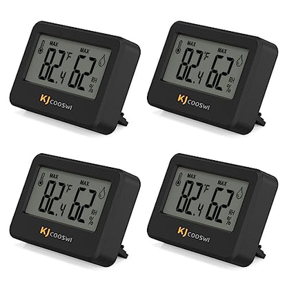 4PCS Mini Digital Hygrometer and Thermometer,Reptile Thermometer with Magnetic & Tablestand, Indoor Temperature and Humidity Meter Gauge for Humidors Greenhouse Garden Cellar Closet Guitar Case - style: without probe