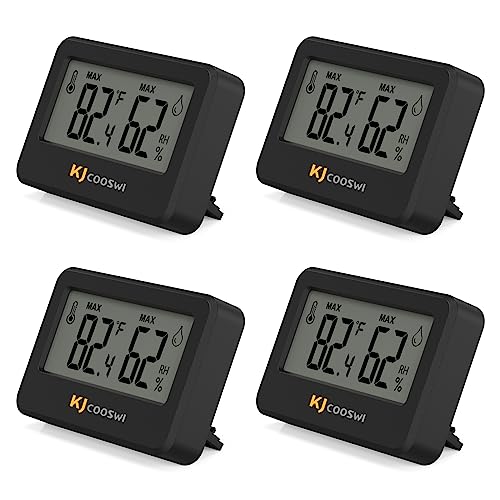 4PCS Mini Digital Hygrometer and Thermometer,Reptile Thermometer with Magnetic & Tablestand, Indoor Temperature and Humidity Meter Gauge for Humidors Greenhouse Garden Cellar Closet Guitar Case - style: without probe