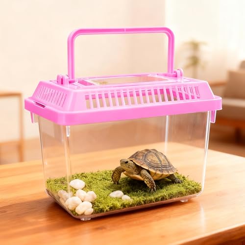 20 Pack Small Plastic Reptile Carrier, Tarantula Enclosure Breeding Box with Handle and Ventilation Lid, for Spider Lizard Turtle Hermit Crab Fish, 5.1 x 3.5 x 3.5 Inch, Multi-Color