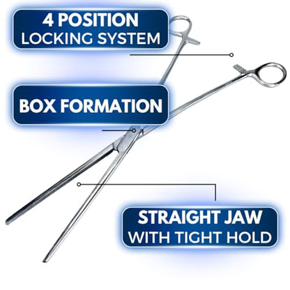 ADROIT 8" Straight Tip Hemostat Forceps | Stainless Steel Design | Small Teeth On Jaws | Locking Mechanism Built in | Great for Sewing, Fishing, Jewelry Making - size: 8", style: Straight