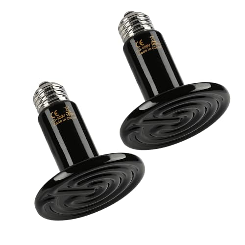 Simple Deluxe 100W Ceramic Heat Emitter Reptile Heat Lamp Bulb No Light Emitting Brooder Coop Heater for Amphibian Pet & Incubating Chicken, 2 Pack - size: 100 Watts, style: D-75mm-2 Pcs