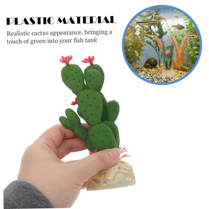 Artificial Plastic Cactus Aquarium Adornment Injection Molded Fish Tank Decor Vivid Simulation Plant for Reptile Habitat and Micro Landscape