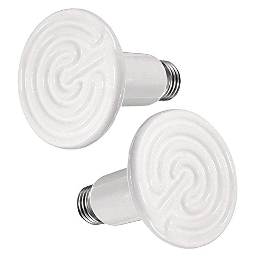 2 Pack 75W Ceramic Heat Emitter Lamp, Reptile Heat Bulbs | for Reptiles, Amphibians, Chicken Brooder Coop Lizard Turtle Snake Aquarium, No Light No Harm, ETL Listed