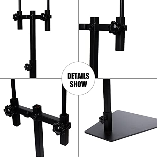 Reptile Heat Lamp Stand,Pet Lamp Holder, Adjustable Metal Floor Light Lamp Bracket Support with 2Hooks for Reptile Small Animals or Succulent Plants Glass Terrarium