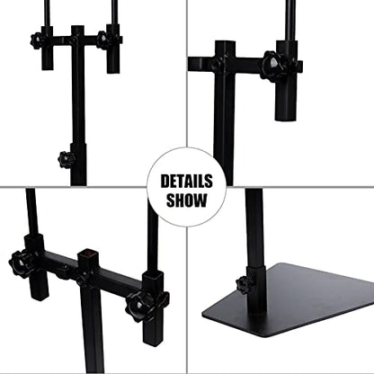 Reptile Heat Lamp Stand,Pet Lamp Holder, Adjustable Metal Floor Light Lamp Bracket Support with 2Hooks for Reptile Small Animals or Succulent Plants Glass Terrarium