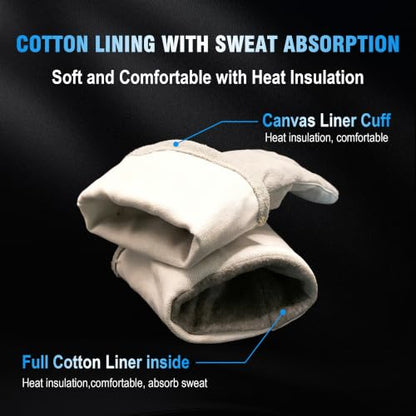 Long Welding Gloves 23.6 Inches 932℉,Heat/Fire Resistant Leather For Mig, Tig, Stick, Forge, BBQ, Grill, Fireplace - color: 14in White