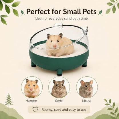 Meow&Woof Hamster Sand Bath Container, Large Sandbox Toilet Gerbil Batheoom, Tiny Chinchilla Dust Bathtub Sand Bath Box for Hamster Cage Accessories 5.2 Inch-Dark Green - color: Dark Green