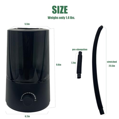 Reptile Humidifier and Fogger, 2.5L Terrarium Humidifier with Dual Adjustable Tubes for Two Tanks, Compact Reptile Mister for Vivarium Plants