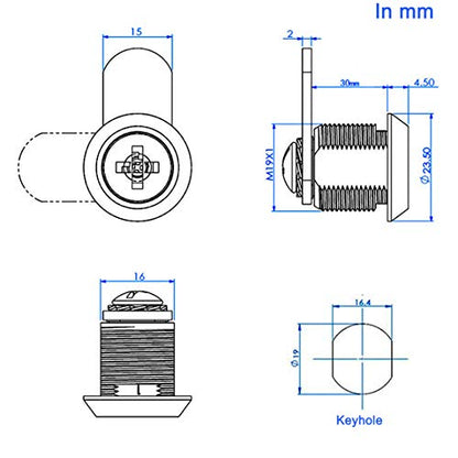 WOOCH Cabinet Cam Lock, 1-1/8 Inch Keyed Alike Cam Locks Secure File Drawer Door Mailbox Tool Box Dresser RV Cylinder Replacement Lock Hardware, Fits on 1" Max Panel Thickness (2 Pack) Chrome Finish - size: 1-1/8 Inch Offset
