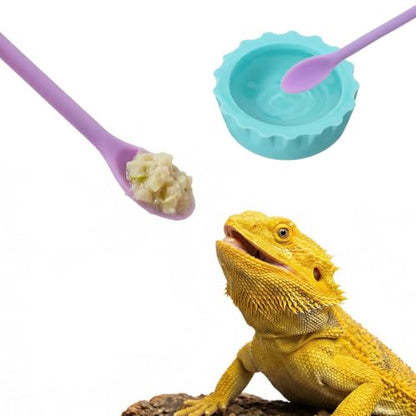 9pcs Crested Gecko Food Dish 1.26inch Silicone Geckos Feeding Cups and Spoons Set Colorful Food and Water Bowl Gecko Tank Accessories for Crested Geckos Hermit Crabtortoise Tarantula Lizard