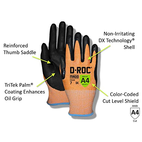 MAGID DXG48 D-ROC DX Technology TriTek Cut-Resistant Work Gloves,Size 8/M (1 Pair)