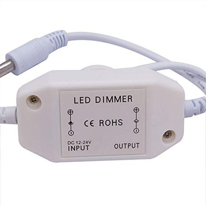 weideer 2Pcs DC12V-24V LED Strip Lights Dimmer Switch PWM Rotary Dimmer Controller Inline Dimmer Switch for LED String Lights Christmas Lights White K-018-W - color: White