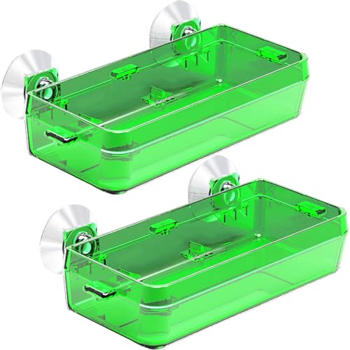 Tfwadmx 2 Pcs Reptile Feeder Chameleon Bowl Water Dish with Suction Cup Gecko Worm Feeder Anti-Escape Chameleon Supplies Accessories for Iguana Lizard Bearded Dragon Snakes （Green,L） - color: Green, size: Large