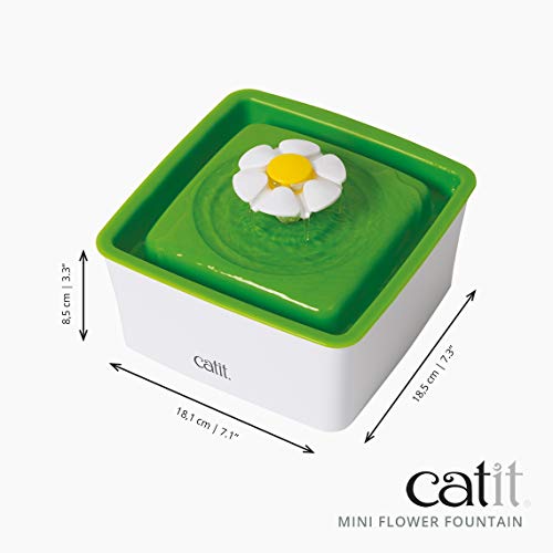 Catit 2.0 Mini Flower Drinking Fountain – Cat Water Fountain with Triple Filter and Ergonomic Drinking Options,Green - style: Mini water Fountain