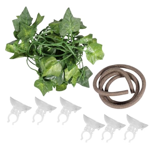 BESPORTBLE 8pcs Artificial Reptile Vines with 10mm Bendable Rattan, 1 Meter Long Vines and Suction Cups for Terrarium Climbing Habitat Decor