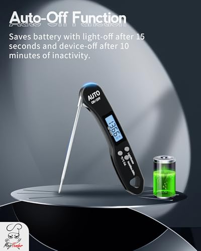 5 PCs Fast 1.2s Instant Read Meat Thermometer for Grilling & Smoking, ±1°F Accuracy with Calibration, Reversible Backlit LCD for Left/Right Hand, Magnetic Digital Food Thermometer for BBQ, Candy, Oil