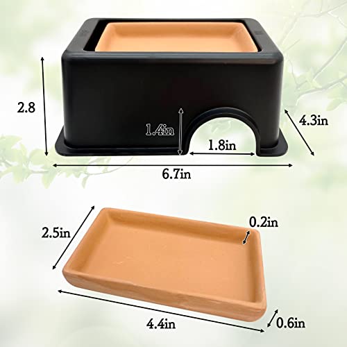 Tfwadmx 2Pcs Reptile Hide Box, Gecko Hideout and Cave with Water Supply for Lizards Snakes Leopard Gecko Spiders Frog