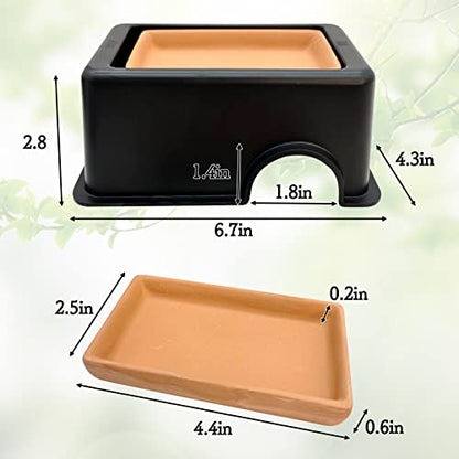 Tfwadmx 2Pcs Reptile Hide Box, Gecko Hideout and Cave with Water Supply for Lizards Snakes Leopard Gecko Spiders Frog