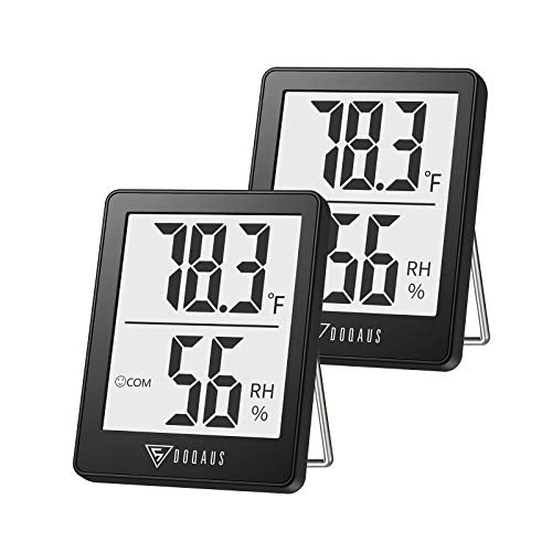 DOQAUS Humidity Meter, 2 Pack Room Thermometer Indoor, Hygrometer with 5s Fast Refresh, Temperature Humidity Monitor Meter for Baby Room, Living Room, Basement, Greenhouse, Office - color: Black, size: 2 Pack