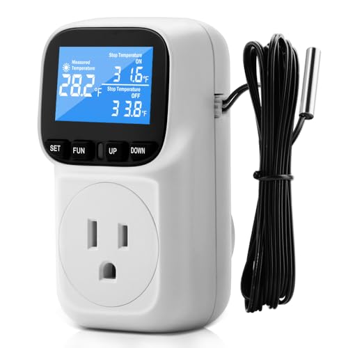 Diymore 1800W Plug in Digital Thermostat Temperature Controller Electric Thermostat Outlet Heating Cooling Control Mode Timer 120V 15A -104 ℉~210 ℉ Greenhouse with Thermostat Pool Thermometer - color: 1800w Plug in Digital Thermostat