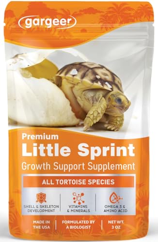 Gargeer Little Sprint Juvenile Tortoise Growth Support Supplement 3oz, Calcium, Vitamins & Amino Acids for Hatchling Sulcata, Russian, Hermann's & All Young Tortoises Species. Made in the USA. Enjoy!