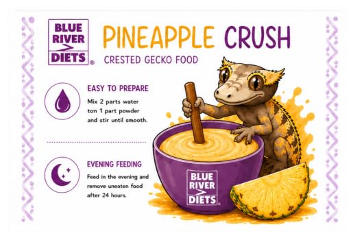 Blue River Diets Crested Gecko Diet | Pineapple Crush | All Natural Low Fat Complete Gecko Food | 2.1oz