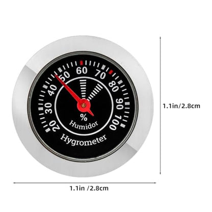 Hemoton 2-Pack Analog Cigar Humidor Hygrometer Round Mechanical Humidor Gauge Humidity Meter for Cigar Box Small Compact Accessory for Violin Case Home Use