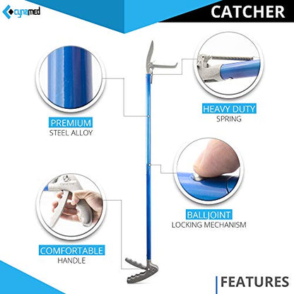 Cynamed 43" Long Reach Snake Tongs Reptile Grabber Catcher, Stainless Steel & Wide Jaw Pick-up Handling Tool