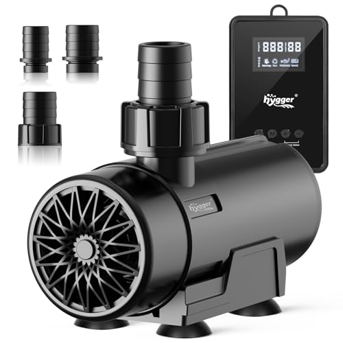 hygger 15W-100W Water Pump with Controller (Up to 3430GPH), Submersible/Inline Return Pump with Adjustable Mode/Flow, 2 Fountain Pump with 2 Inlet Cover and 3 Nozzles, for Fish Tank, Pond, Aquarium - size: 800GPH-22W