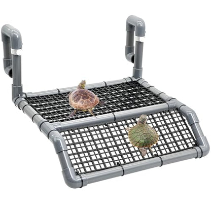 Fhiny Hanging Turtle Basking Platform, Plastic Turtle Dock Basking Area with Climbing Ramp Height Adjustable Reptile Floating Dock Tortoise Tank Accessories Decor for Lizard Gecko Hermit Crab - style: Basking Platform C