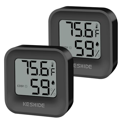 Digital Hygrometer Thermometer for Room Temperature and Humidity Measurement Indoor Thermometer with LCD Temperature Sensor Suitable for Bedrooms, Nurseries, Offices, Greenhouses, and Cellars - color: Black