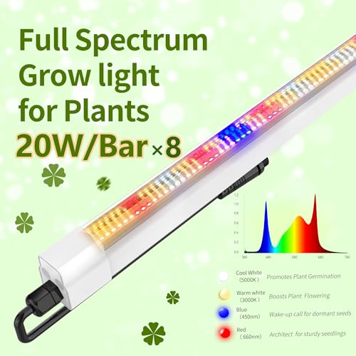 FARMLITE Grow Lights for Indoor Plants Full Spectrum Grow Light Strips for Indoor Plants Grow Lamp Led Seeding Grow Light (8 Pack) - size: 8 Pack