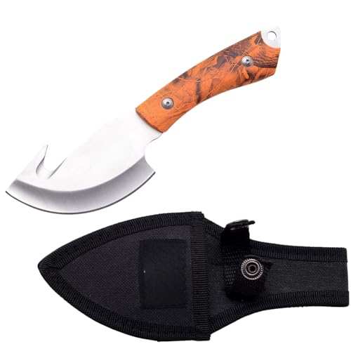 Snake Eye Tactical Fixed Blade Knife, All in One Skinning Knife with Gut-Hook, for Hunters and Outdoors Enthusiasts (Orange) - color: Orange