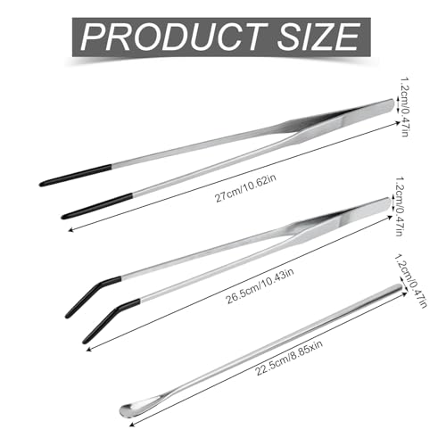 3pcs Reptile Feeding Tongs, Feeding Tweezers Straight Clip Curved Clip Spoon Long Tweezers for Terrarium Ball Python Tank Accessories for Protecting Fingers Lovers