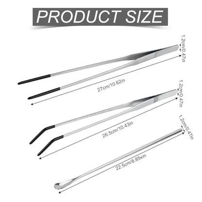 3pcs Reptile Feeding Tongs, Feeding Tweezers Straight Clip Curved Clip Spoon Long Tweezers for Terrarium Ball Python Tank Accessories for Protecting Fingers Lovers