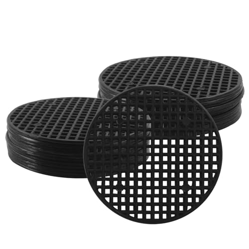 20pcs Plant Drainage Mesh Pads - 2.9 Inch Round Plastic Grid Mat, Breathable Soil Guard for Potted Plants, Bonsai (Black) - size: 2.9 Inch