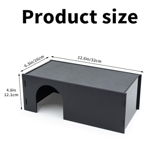2-in-1 Bearded Dragon Basking Platform with Hideout, Slate Rocks for Reptiles with Black Acrylic Base, Leopard Gecko Hides and Caves, Reptile Tank Accessories for Geckos, Ball Pythons, Tortoise