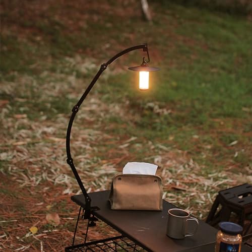 Collapsible Lantern Stand for Camping Heat lamp Holder Portable lamp Holder Camping lamp Accessories Camping Equipment Camping Essentials Reptile Heat lamp Holder (360°Swing arm)