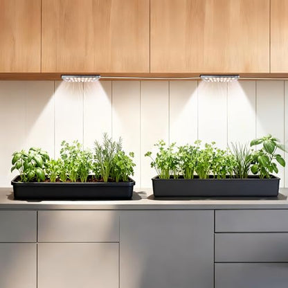 Dual Head Under Shelf Grow Light, USB Powered Stick On LED Under Cabinet Plant Light with Timer, Full Spectrum High PPFD Puck Lights for Shelves, Plant Stands, Indoor Plants, Multi-Plant Coverage - size: Dual Head - 2 x 60 LED