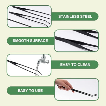 Reptile Feeding Tongs Kit, 2Pcs Extra Long Stainless Steel Reptile Feeding Tongs, 1Pcs Feeding Spoon, Small Animal Feeder Tool for Lizards, Crested Geckos, Bearded Dragons - color: Feeding Set